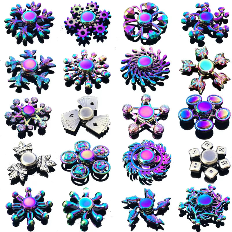 High-Speed Rainbow Fidget Spinner - Colorful Metal Hand Spinners for Stress Relief and Anxiety Management