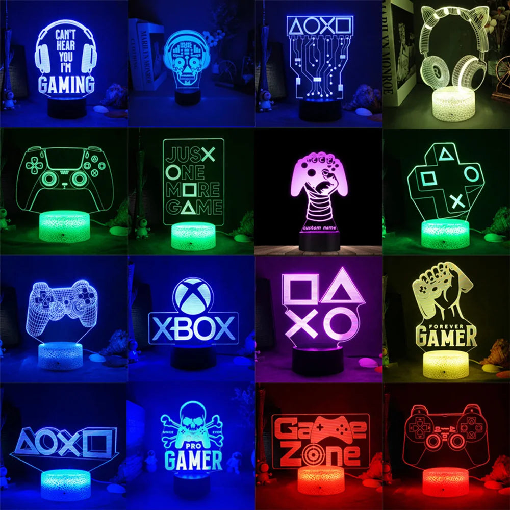 Vibrant 3D LED Gaming Lamp - USB Night Light for Kids & Gamers - Ideal Indoor Gift!