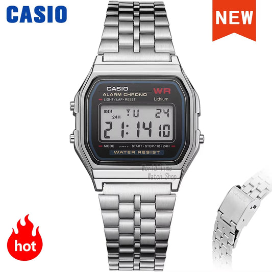 Luxury Silver Casio LED Digital Waterproof Quartz Watch for Men - Sport & Military Style