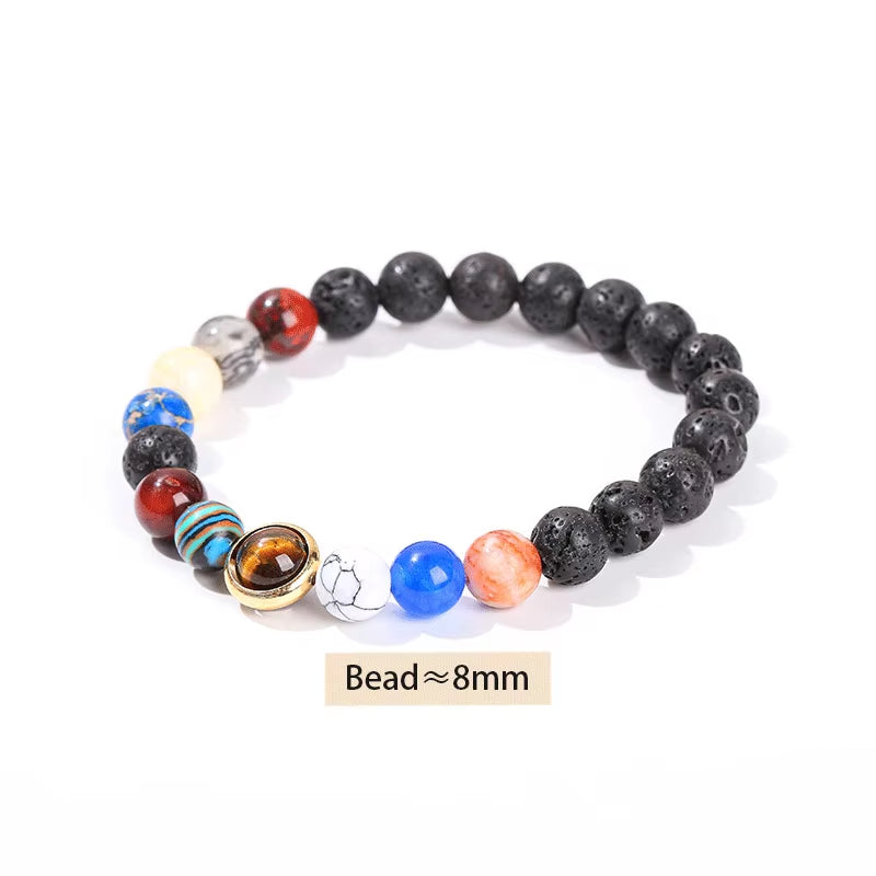 Natural Stone Eight Planets Bracelet for Men & Women - Chakra Energy Yoga Wristband Jewelry