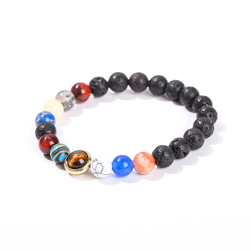 Natural Stone Eight Planets Bracelet for Men & Women - Chakra Energy Yoga Wristband Jewelry