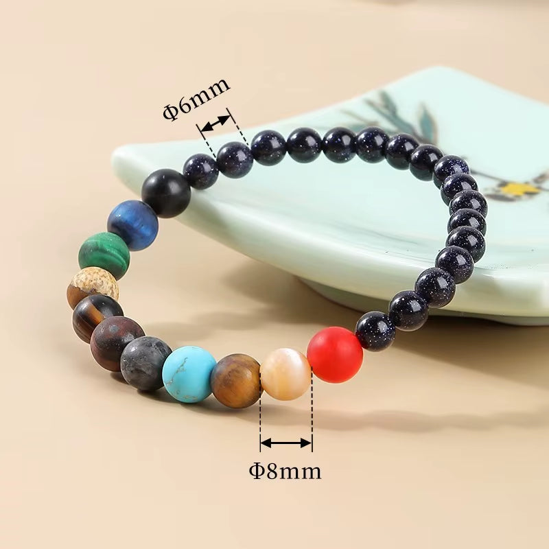 Natural Stone Eight Planets Bracelet for Men & Women - Chakra Energy Yoga Wristband Jewelry