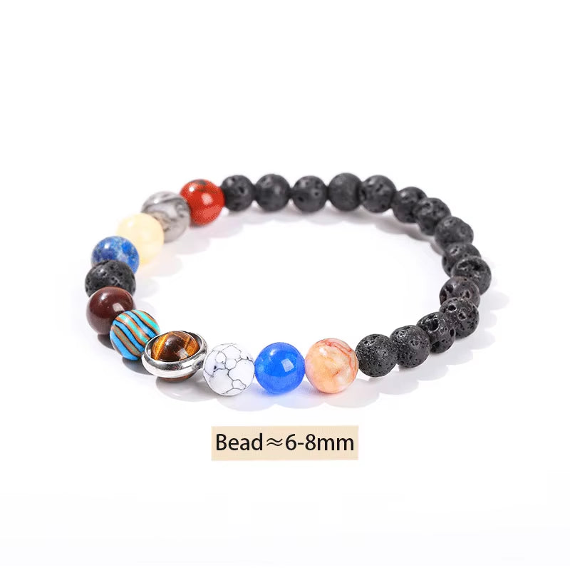 Natural Stone Eight Planets Bracelet for Men & Women - Chakra Energy Yoga Wristband Jewelry