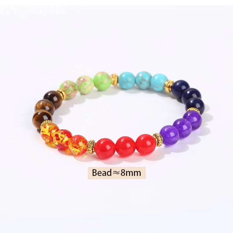 Natural Stone Eight Planets Bracelet for Men & Women - Chakra Energy Yoga Wristband Jewelry