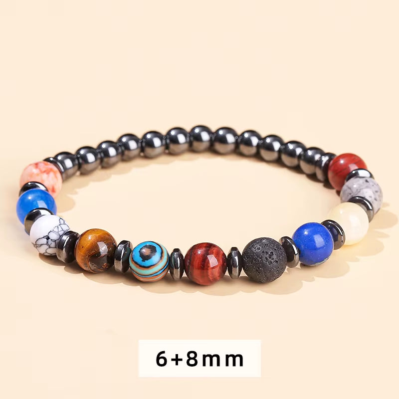 Natural Stone Eight Planets Bracelet for Men & Women - Chakra Energy Yoga Wristband Jewelry