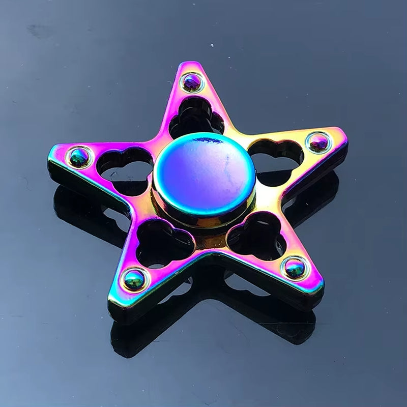 High-Speed Rainbow Fidget Spinner - Colorful Metal Hand Spinners for Stress Relief and Anxiety Management