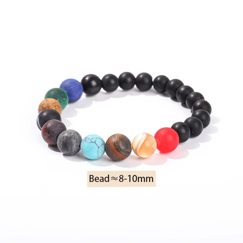 Natural Stone Eight Planets Bracelet for Men & Women - Chakra Energy Yoga Wristband Jewelry