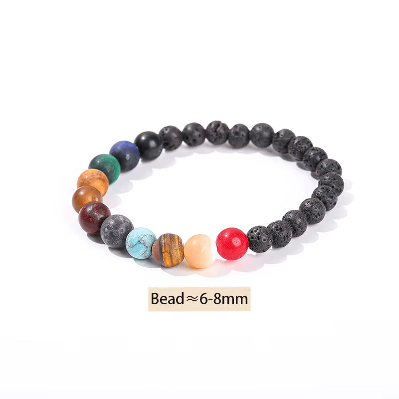 Natural Stone Eight Planets Bracelet for Men & Women - Chakra Energy Yoga Wristband Jewelry