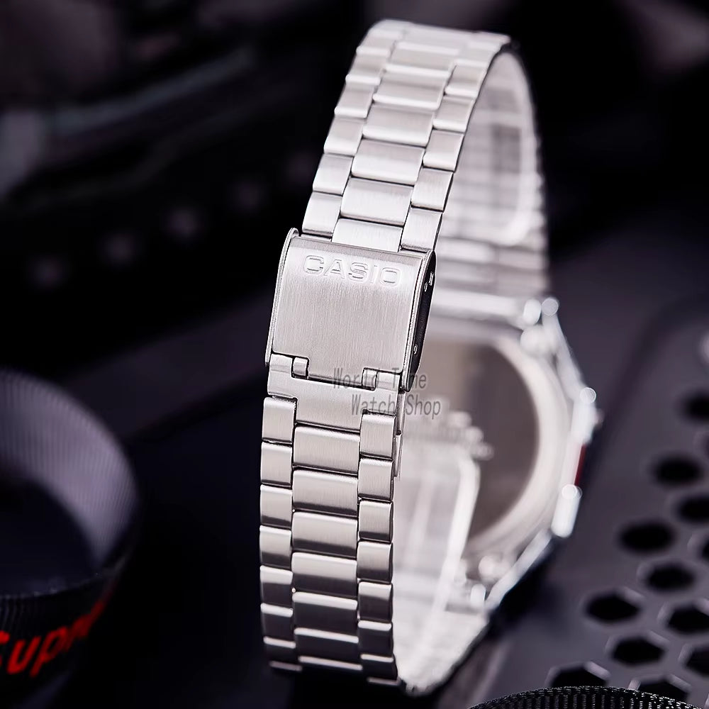 Luxury Silver Casio LED Digital Waterproof Quartz Watch for Men - Sport & Military Style