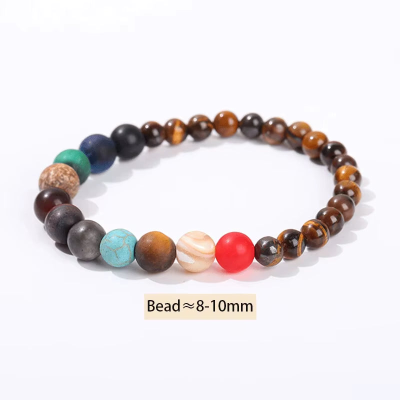 Natural Stone Eight Planets Bracelet for Men & Women - Chakra Energy Yoga Wristband Jewelry