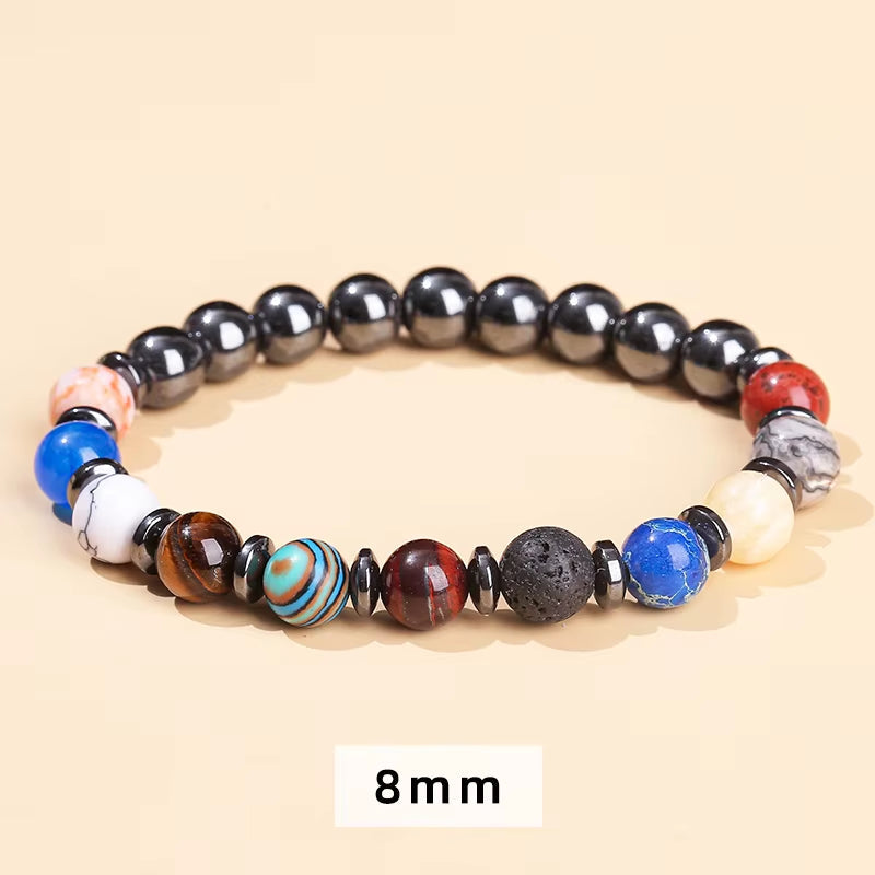 Natural Stone Eight Planets Bracelet for Men & Women - Chakra Energy Yoga Wristband Jewelry