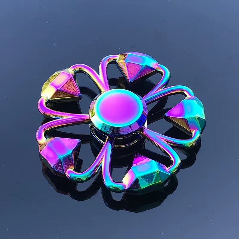 High-Speed Rainbow Fidget Spinner - Colorful Metal Hand Spinners for Stress Relief and Anxiety Management