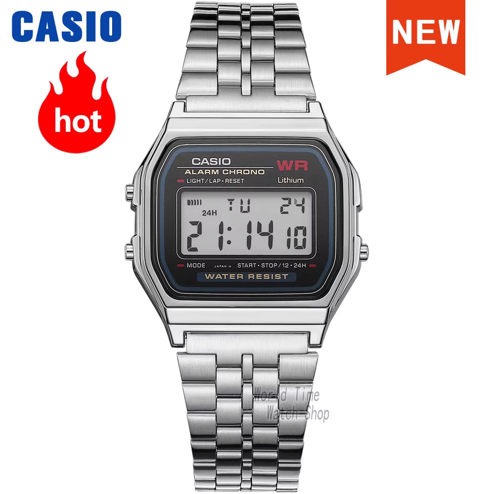 Luxury Silver Casio LED Digital Waterproof Quartz Watch for Men - Sport & Military Style